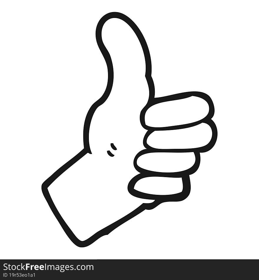 black and white cartoon thumbs up sign