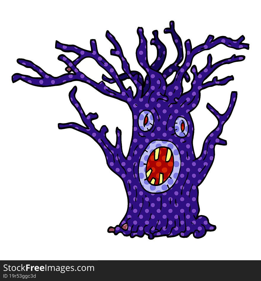 cartoon doodle spooky tree