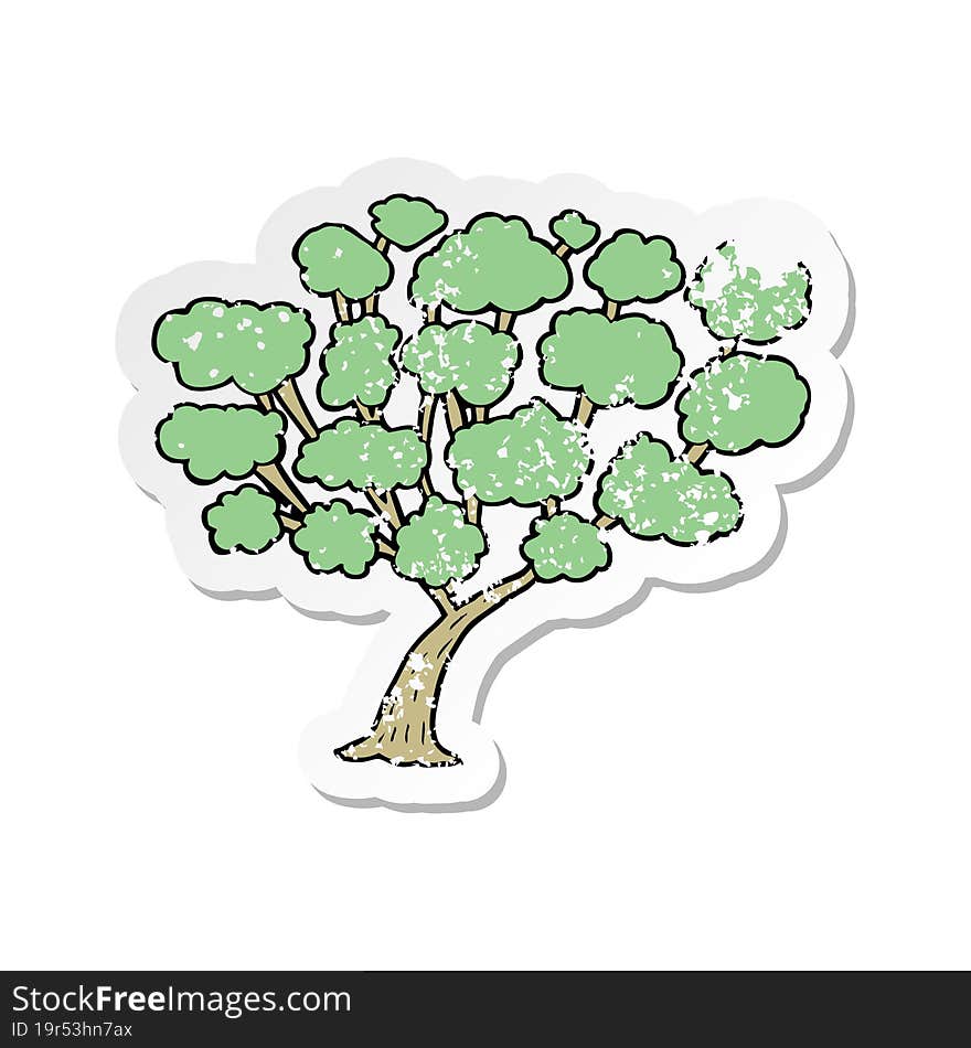 retro distressed sticker of a cartoon tree