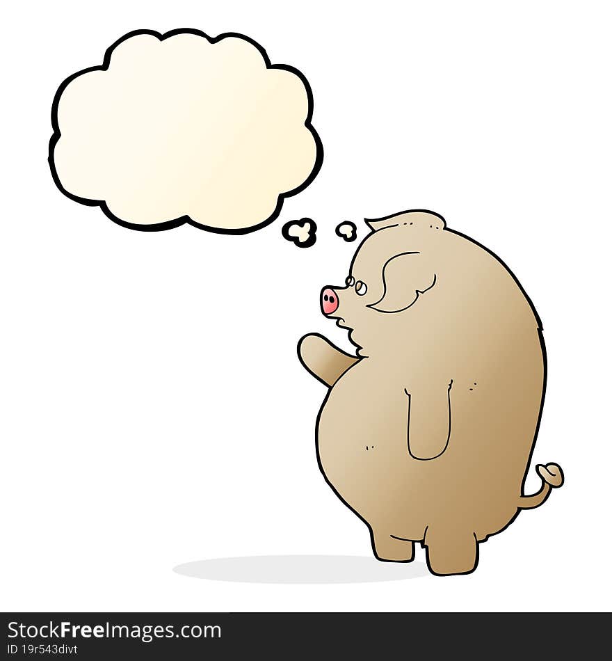 Cartoon Fat Pig With Thought Bubble