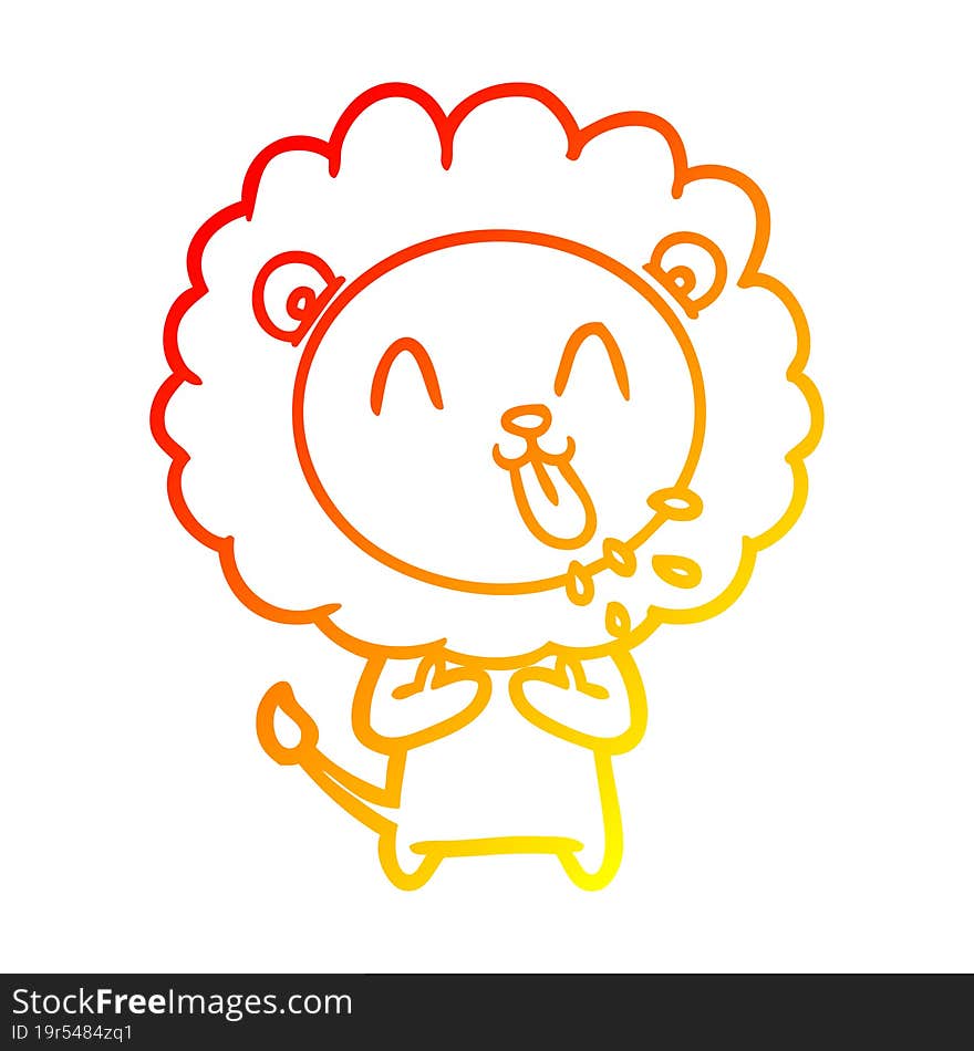 warm gradient line drawing happy cartoon lion