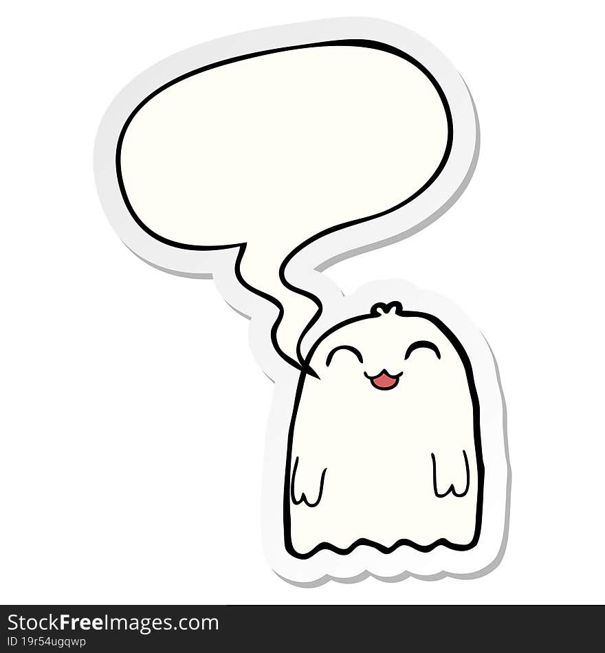 Cartoon Ghost And Speech Bubble Sticker