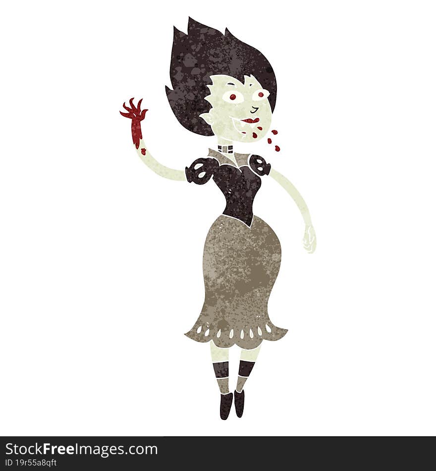 retro cartoon blood sucking vampire girl