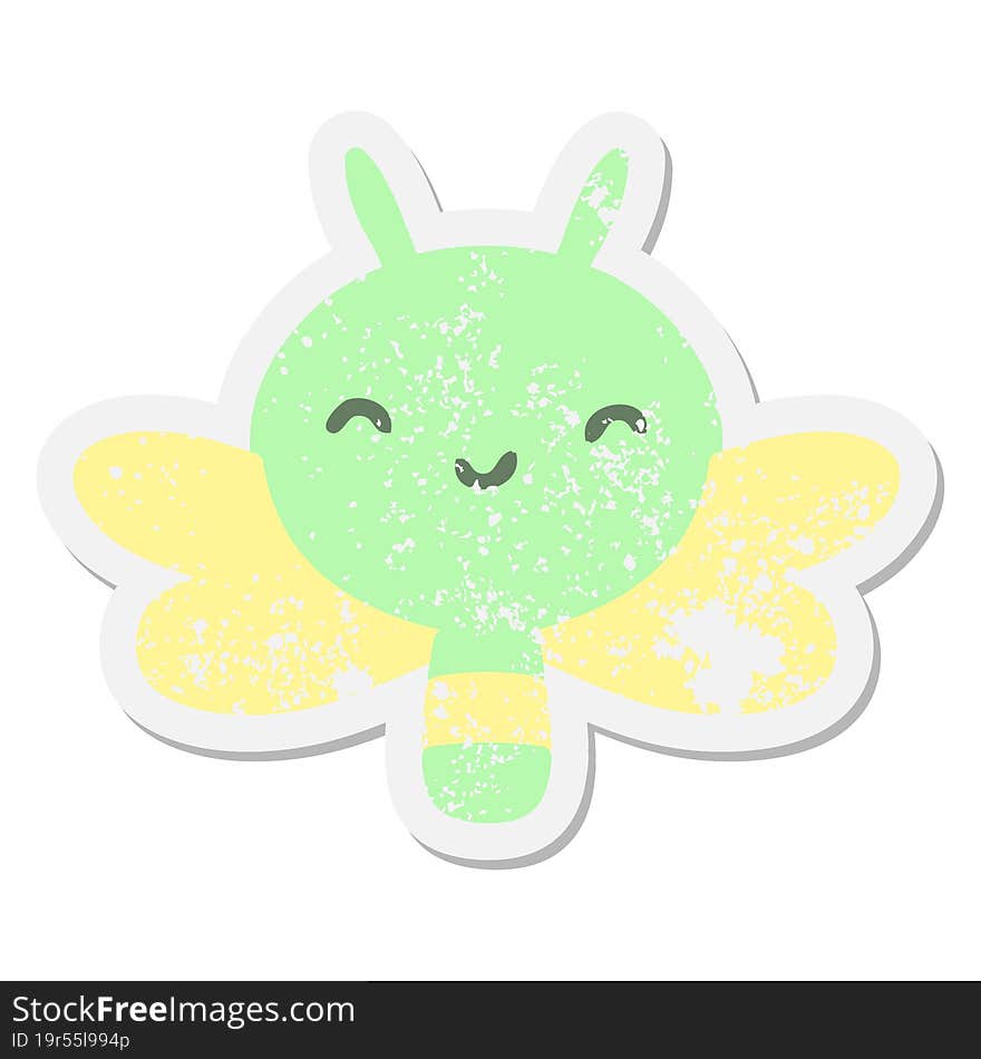 Cute Cartoon Bug Grunge Sticker