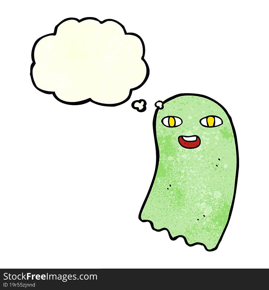 Funny Cartoon Ghost With Thought Bubble