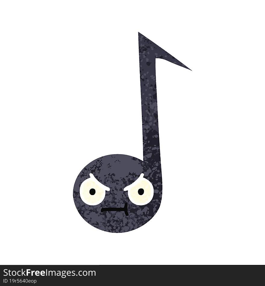 Retro Illustration Style Cartoon Musical Note