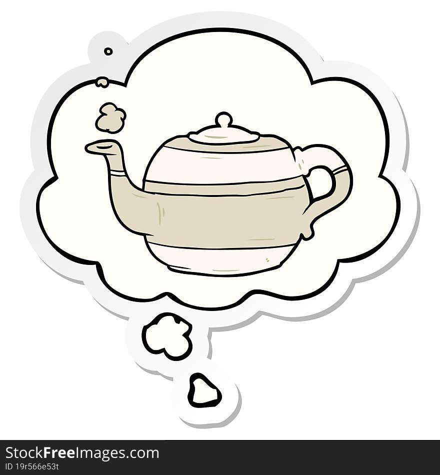 Cartoon Teapot And Thought Bubble As A Printed Sticker