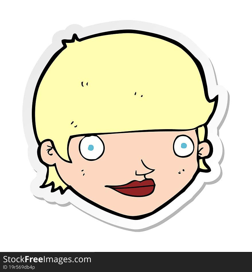 Sticker Of A Cartoon Happy Female Face