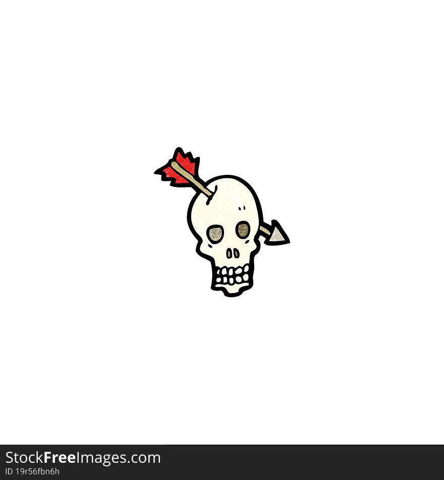 cartoon skull with arrow in