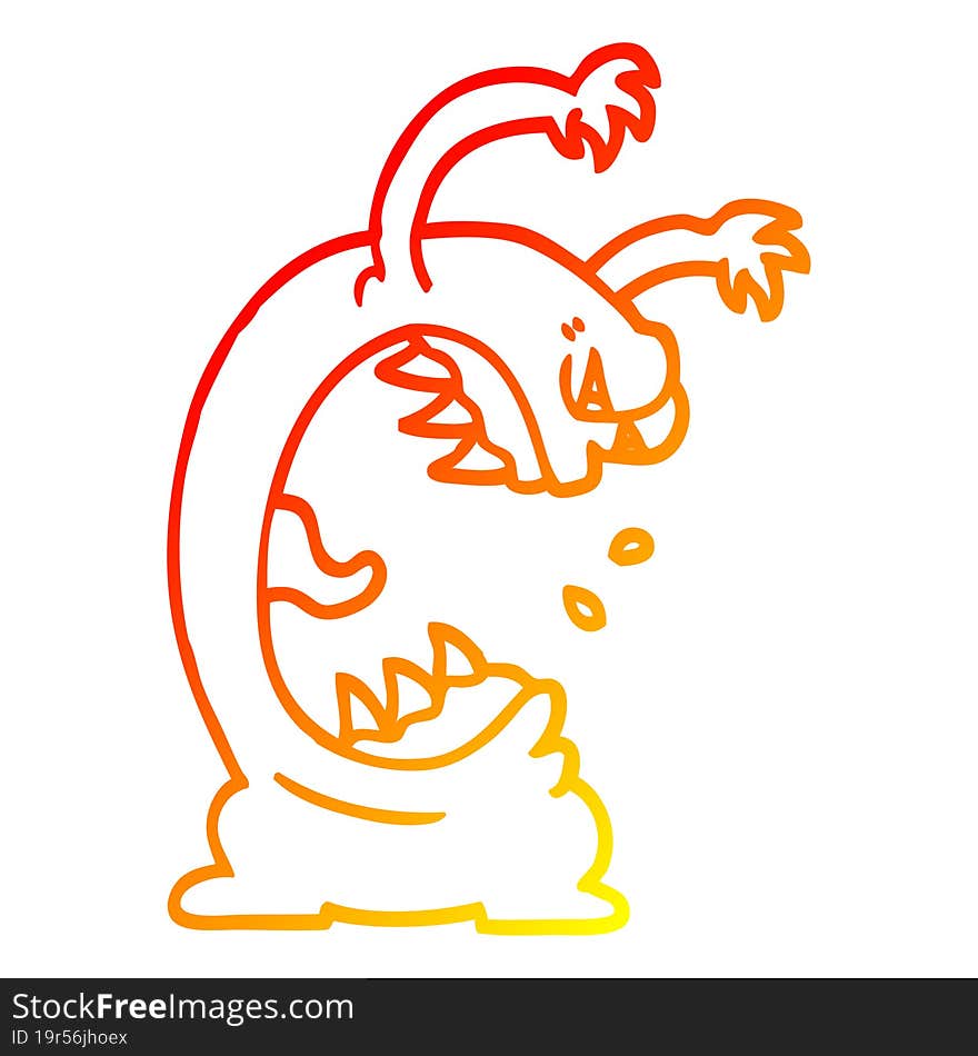 warm gradient line drawing cartoon monster