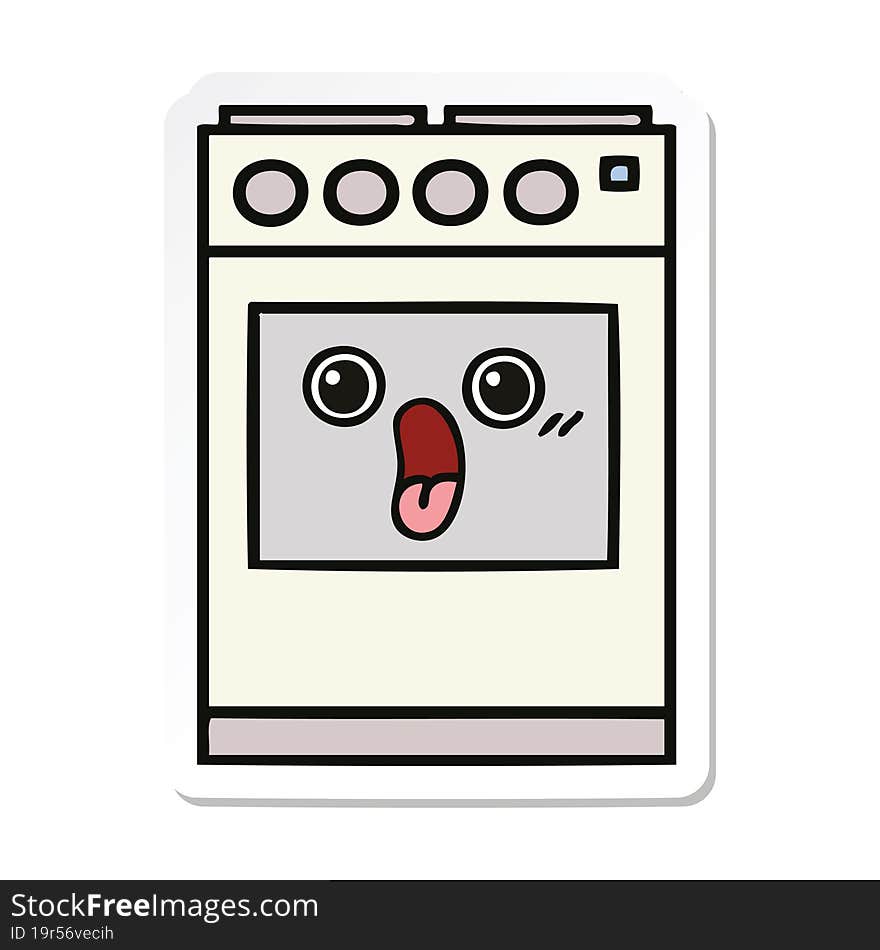 sticker of a cute cartoon kitchen oven