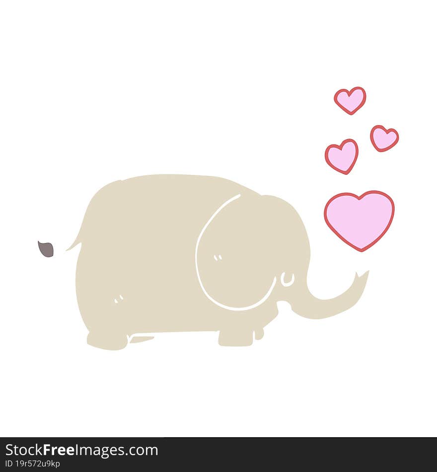 cute flat color style cartoon elephant with love hearts