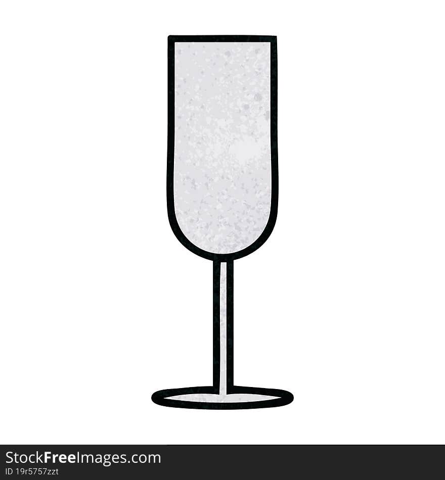 retro grunge texture cartoon of a champagne flute