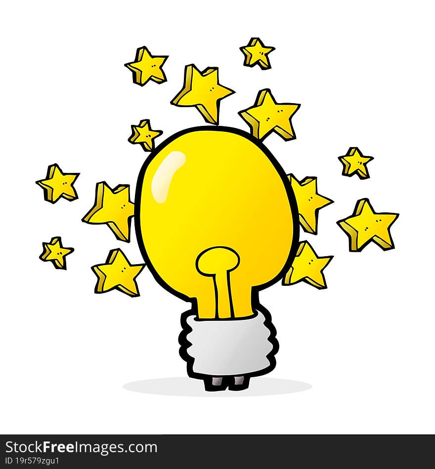 cartoon shining light bulb. cartoon shining light bulb