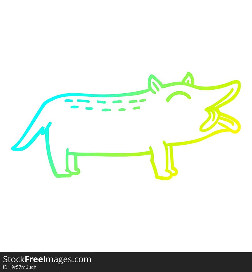 cold gradient line drawing of a cartoon funny dog