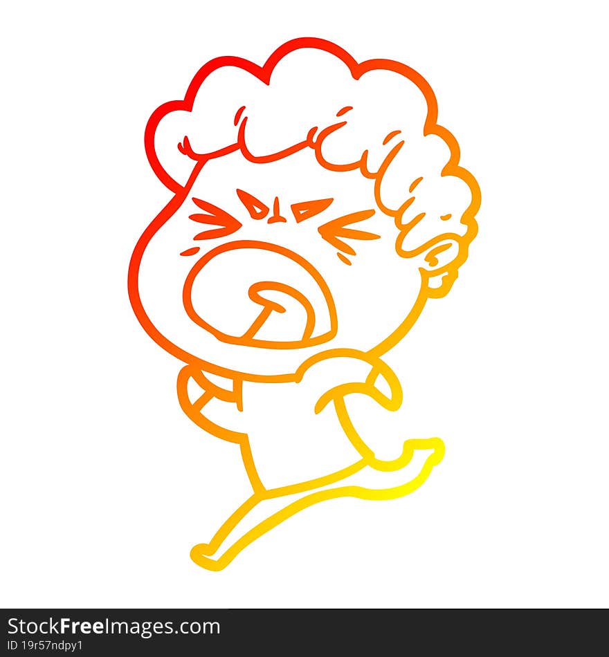 warm gradient line drawing cartoon furious man