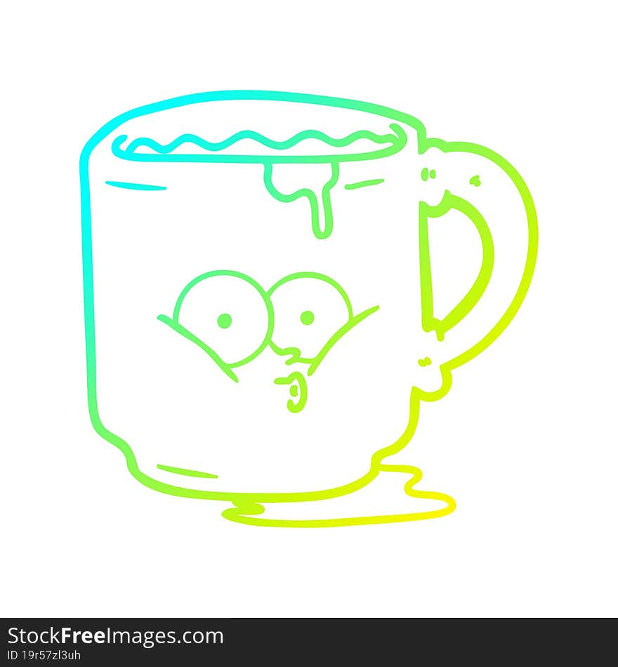 cold gradient line drawing cartoon dirty office mug