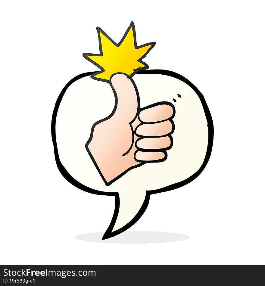 freehand drawn speech bubble cartoon thumbs up