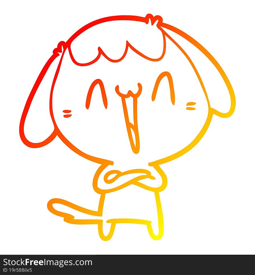 Warm Gradient Line Drawing Cute Cartoon Dog