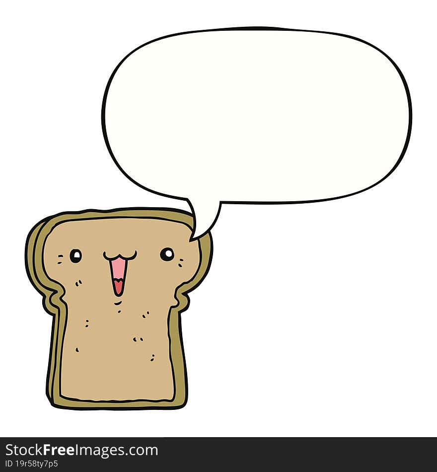 cute cartoon toast with speech bubble. cute cartoon toast with speech bubble