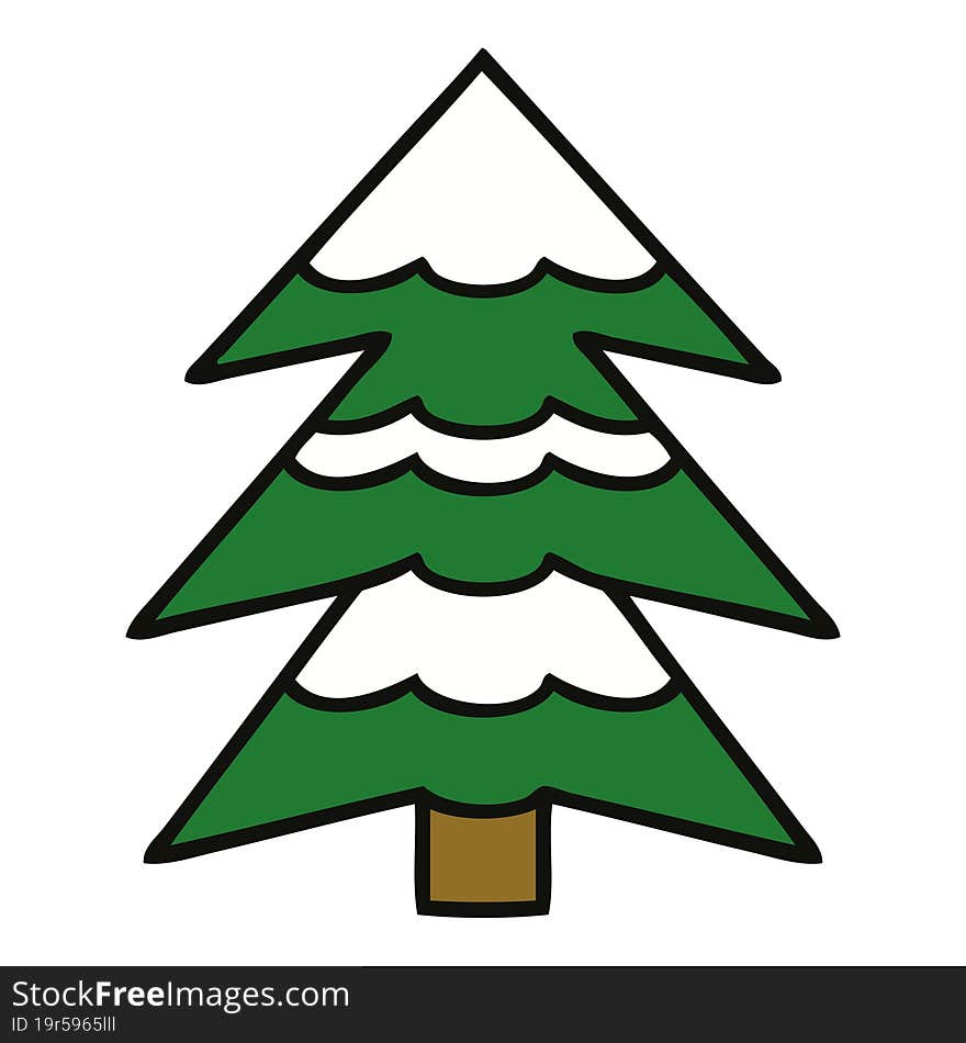 cute cartoon of a snow covered tree