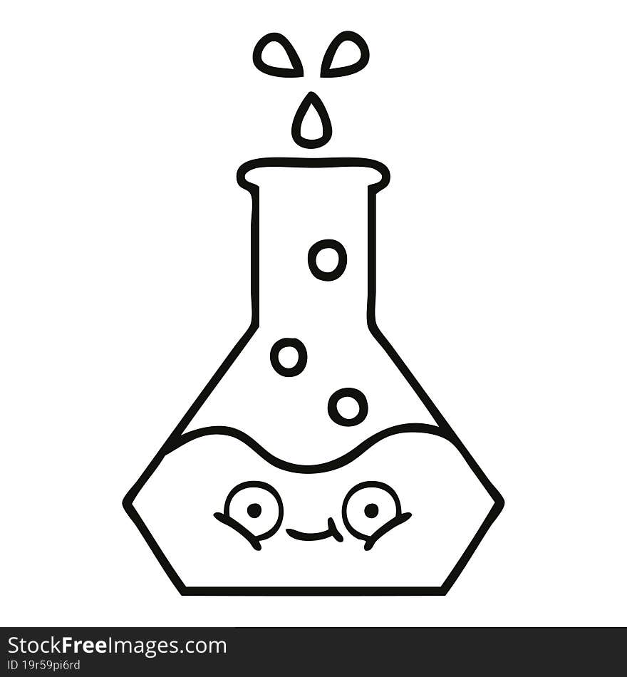 line drawing cartoon science beaker