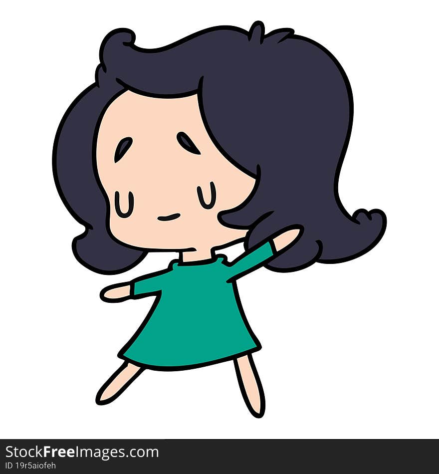 cartoon illustration of a cute kawaii girl. cartoon illustration of a cute kawaii girl