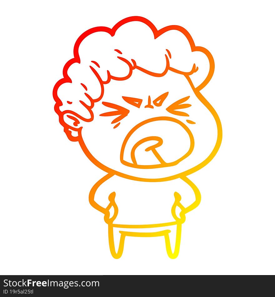 warm gradient line drawing cartoon furious man