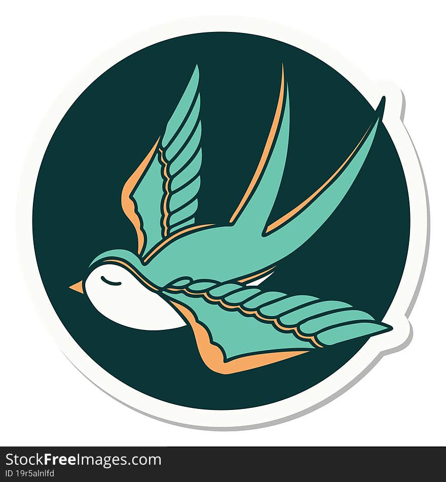 tattoo style sticker of a swallow