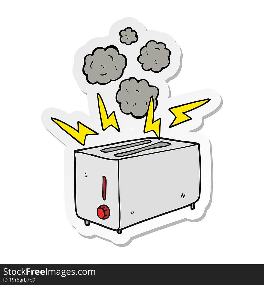 sticker of a cartoon faulty toaster