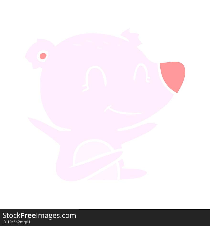 smiling bear flat color style cartoon