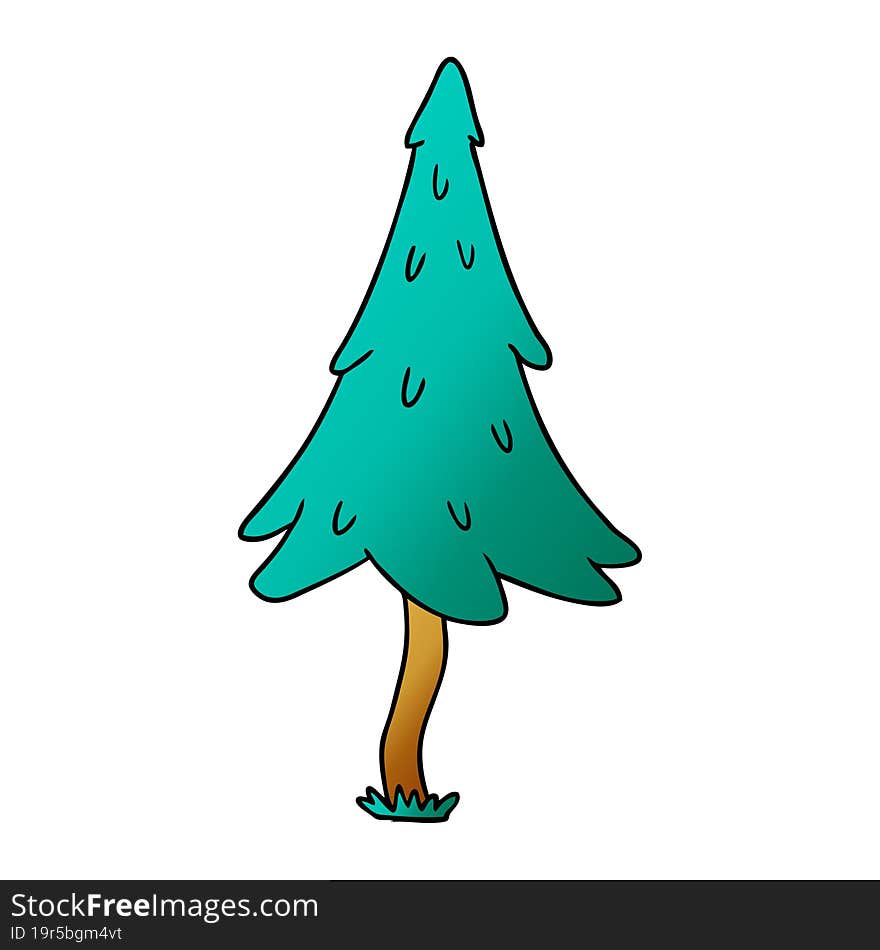 hand drawn gradient cartoon doodle of woodland pine trees