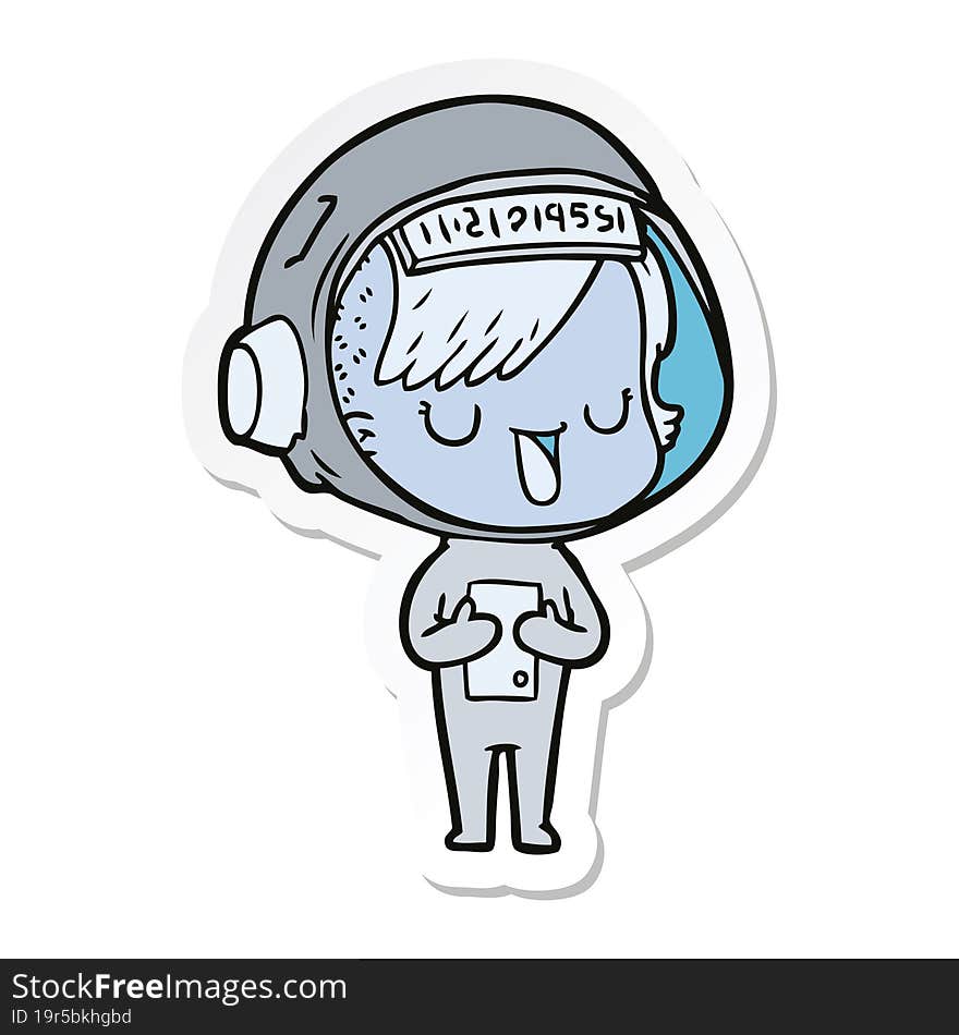 sticker of a cartoon astronaut woman