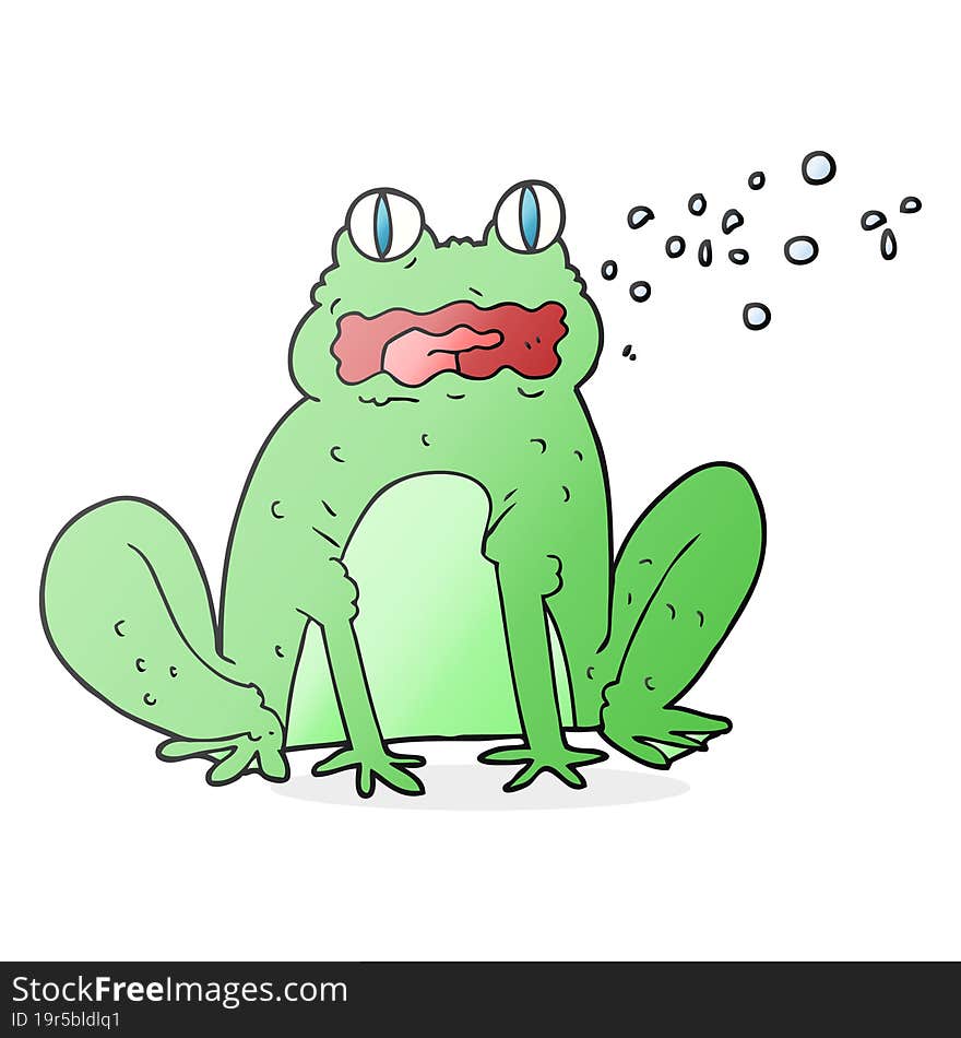 freehand drawn cartoon burping frog