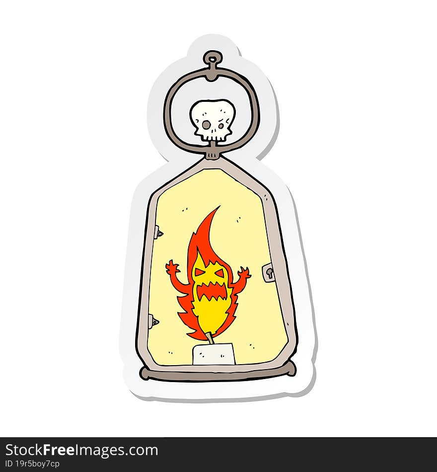 sticker of a cartoon spooky lantern