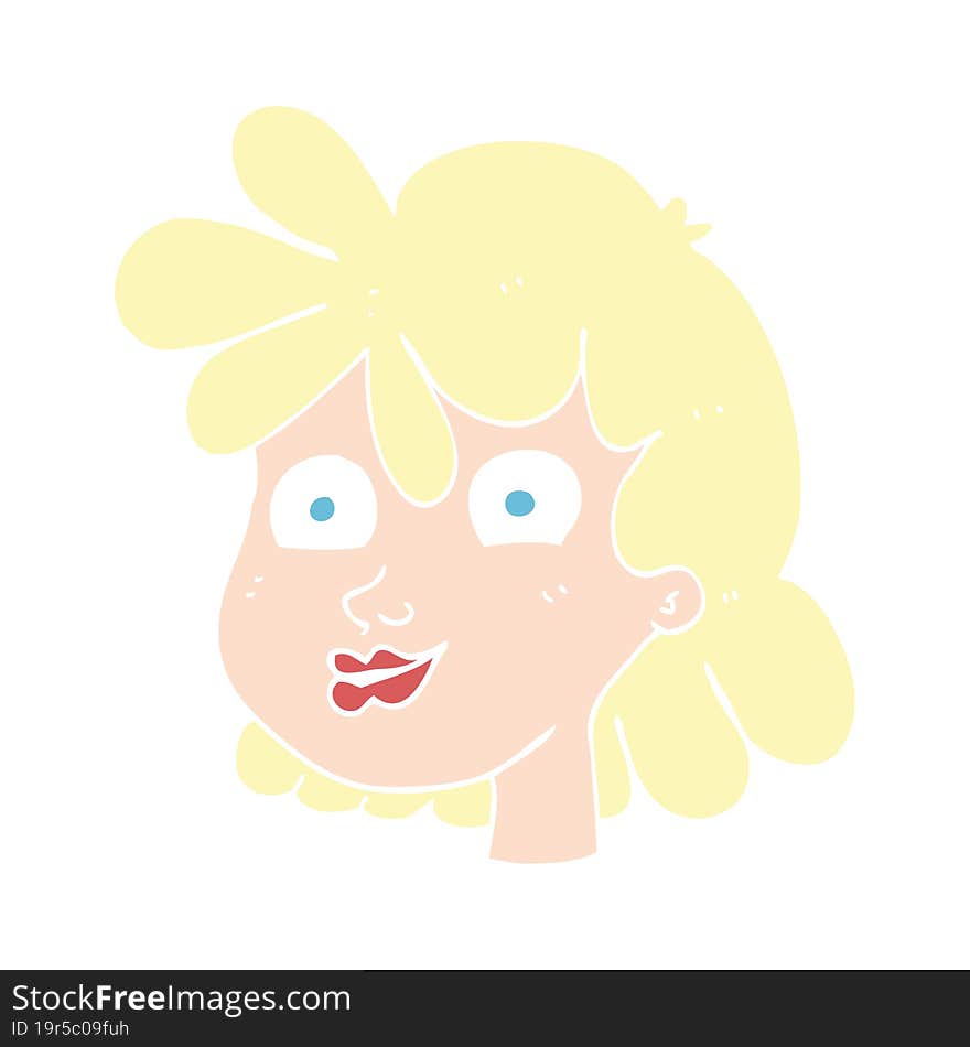 Flat Color Illustration Of A Cartoon Female Face