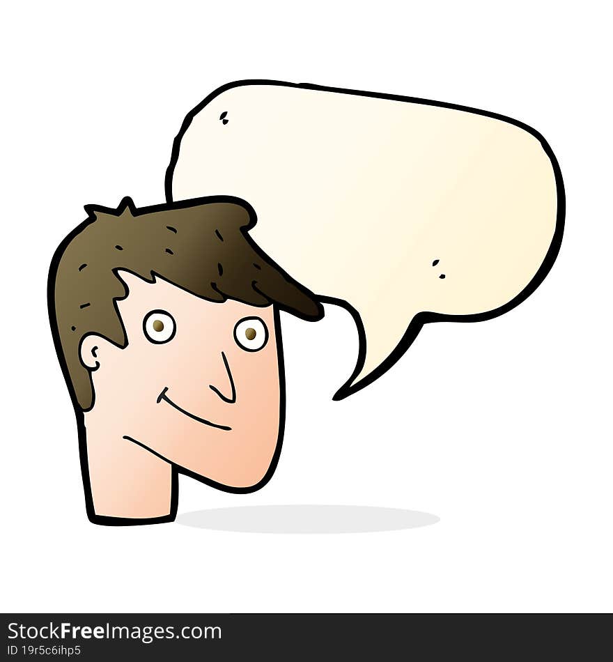 cartoon happy man with speech bubble