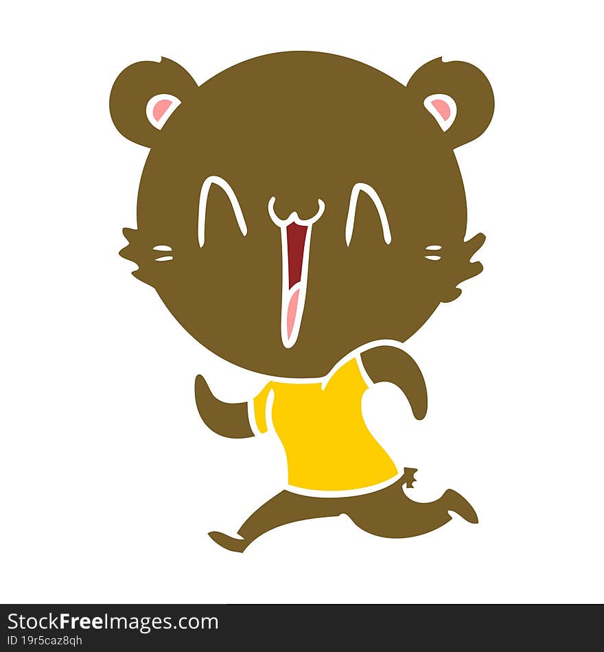 running bear flat color style cartoon