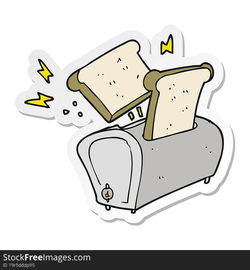 sticker of a cartoon toaster