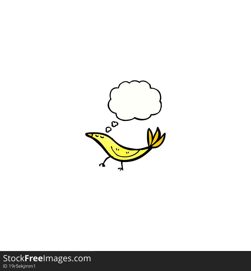 cartoon bird with thought bubble