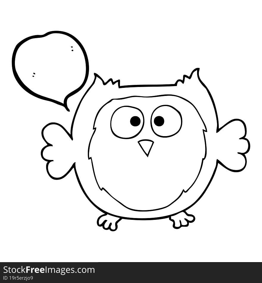 freehand drawn speech bubble cartoon owl