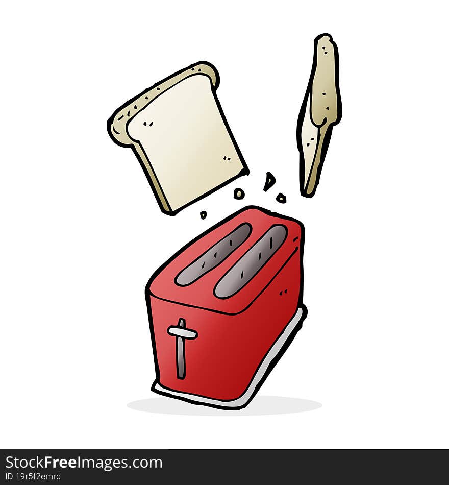 cartoon toaster spitting out bread