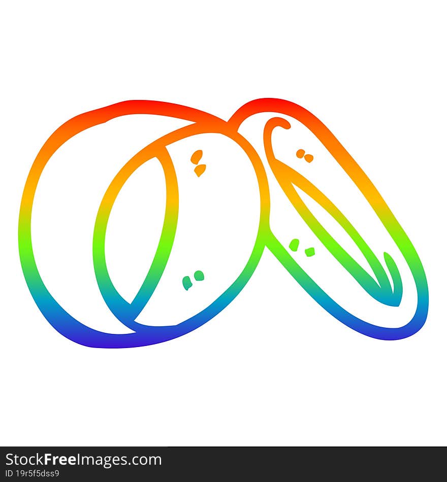 rainbow gradient line drawing of a cartoon wedding rings