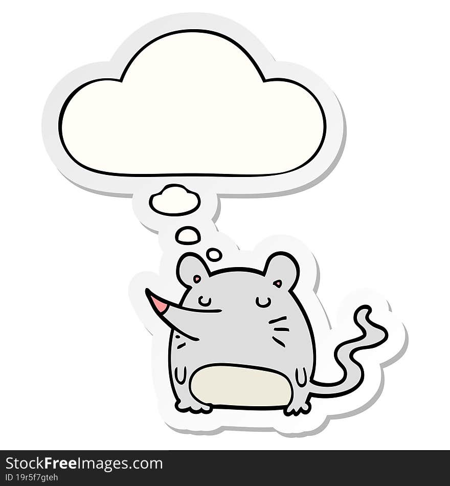 cartoon mouse with thought bubble as a printed sticker