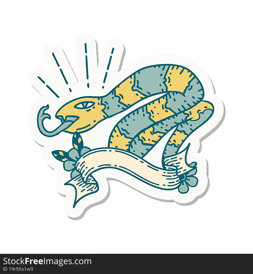 sticker of tattoo style hissing snake