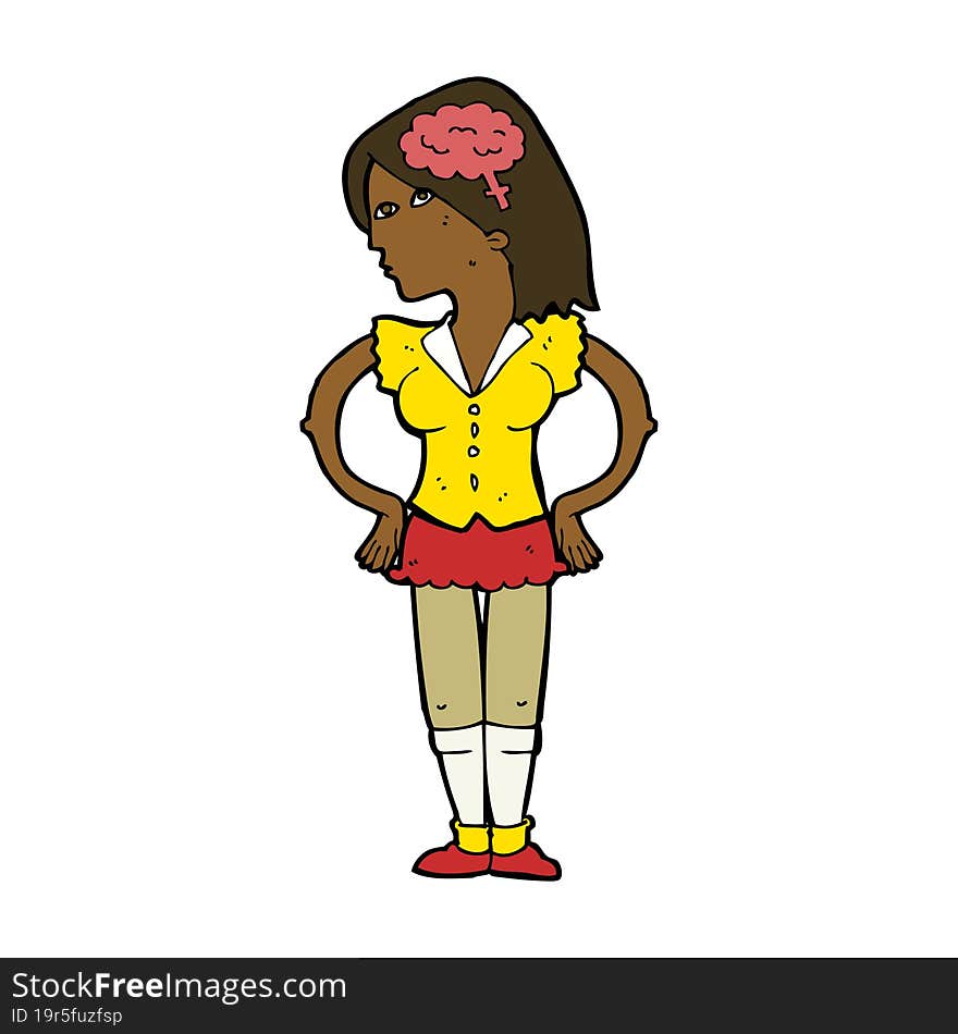 cartoon intelligent woman