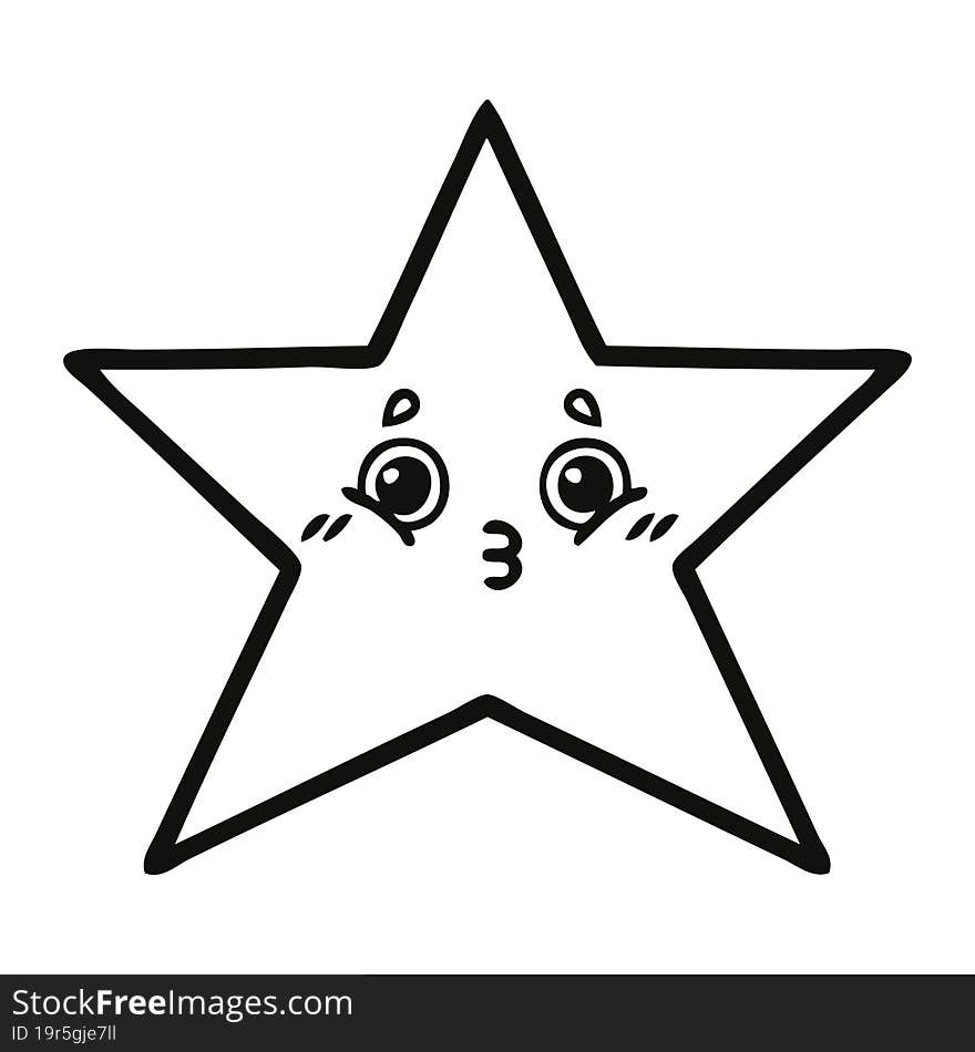 line drawing cartoon gold star