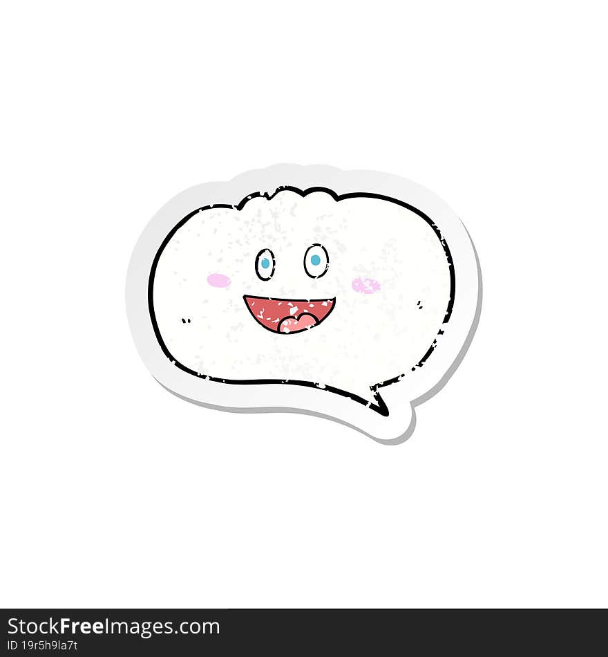 retro distressed sticker of a cute cartoon speech balloon