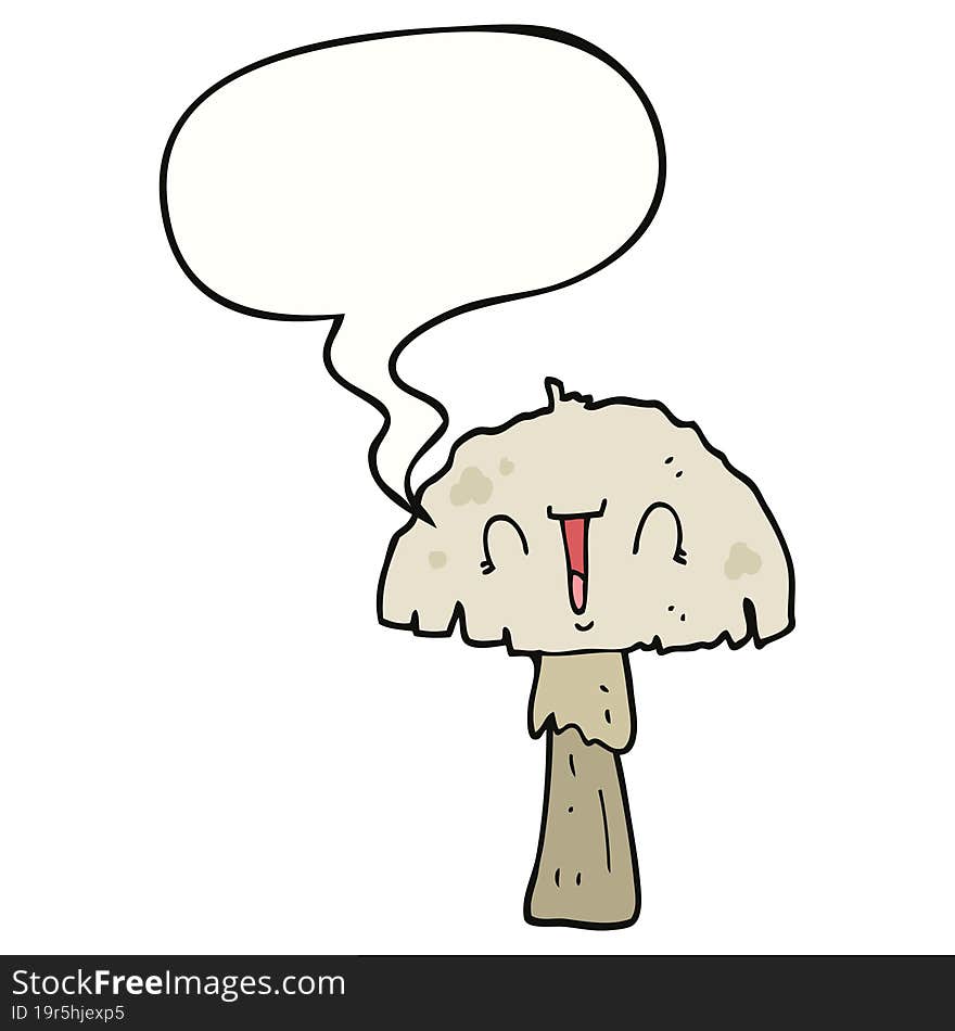 Cartoon Mushroom And Speech Bubble