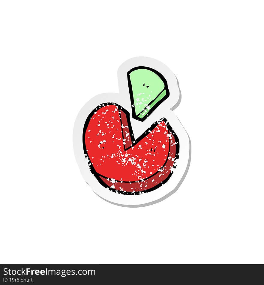 retro distressed sticker of a doodle cartoon pie chart